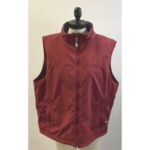 L.L. BEAN Men's Red Nylon and Grey Fleece Lined  Zipper Vest - Size XL